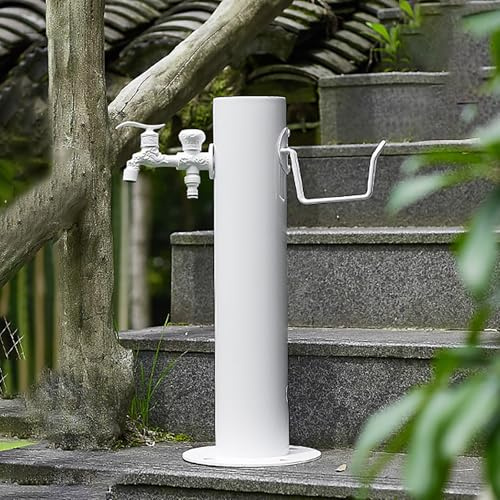 Stainless Steel Outdoor Water Column Fountain, Decorative Garden Water Feature & Dispenser, Ideal for Irrigation & Car Wash (50x20.5cm/20x8in)