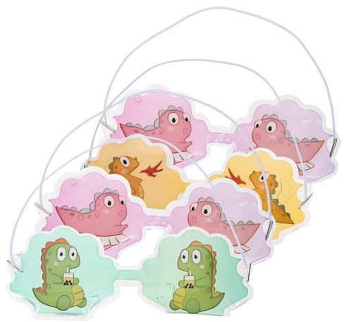 BEBEMOKO 4 Stück Dinosaurier Kühlende Augenpads für Kinder Tragbare Kälte Augenkissen zur Linderung von Schwellungen und Augenringen mit Pvc Gel Zufälliges Cartoon Design