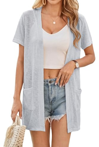 Totatuit Gilet Long Avec Poches Gilet Et Cardigan Parfait Pour L’éTé Ou