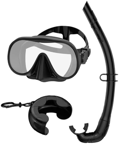 Kit maschera da snorkeling, pacchetto attrezzatura anti-perdita, ampia visuale integrale con di tenuta sicura, accessorio leggero per immersione, maschera dal design ergonomico, kit snorkeling