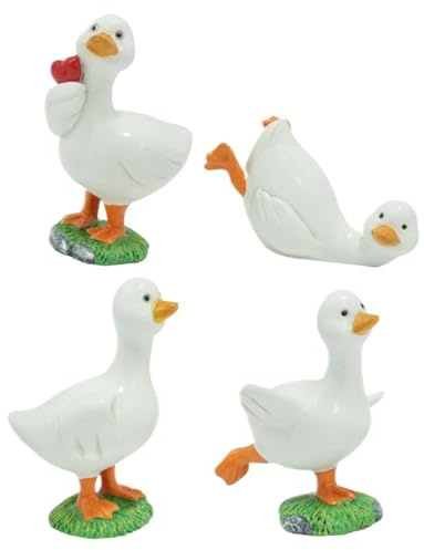 Generisch Garden Figures - Realistic Small Decorative Sculpture, 4-Piece Animal Figures Pot Decoration, Also Suitable for Indoor and Outdoor Use: Garden, Yard, Backyard, Patio, Path, Pond, Pool