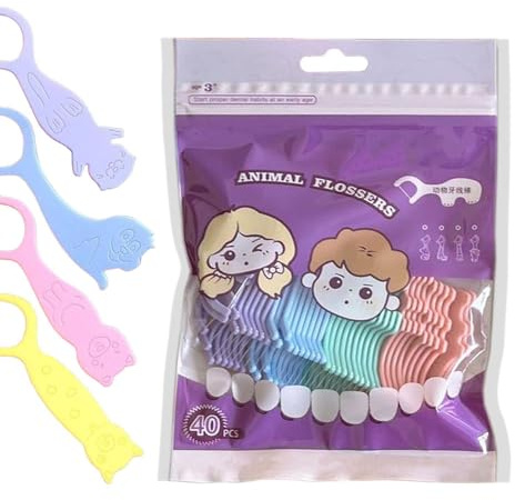 Filo Interdentale a, 40 Pezzi Strumenti Dentali A Forma Di Animale, Filo Interdentale Per Bambini, Per Dopo Pasto Scuola Utilizzo Quotidiano Ufficio Casa Famiglia Bambine E Bambini E Ragazzi Viaggio