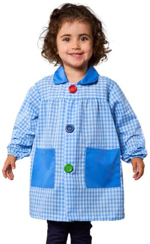 KLOTTZ Kinder Malschürze für den Kindergarten. Lichtblau. 7/8 Jahre alt (124-133cm)
