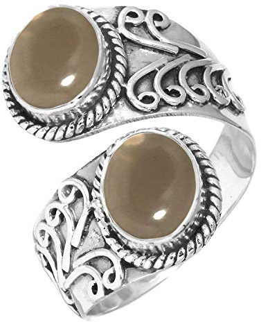 Echter 925 Sterling Silber Handgefertigter Schmuck Oval Amethyst, Achat, Granat, Kristall Natürlicher Edelstein Boho Ring für Frauen