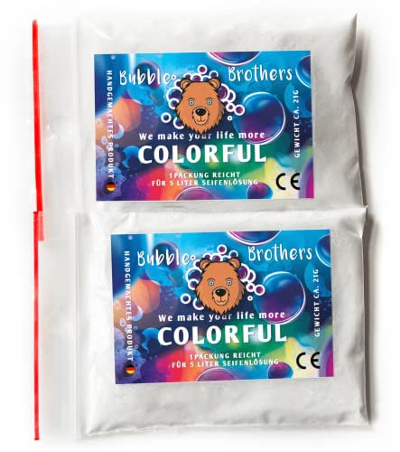 Bubble Brothers Seifenblasenflüssigkeit für Riesenseifenblasen 2 x 5 Liter Seifenblasen Nachfüllflasche Grosse und Stabile Seifenblasen Pulver Seifenwasser Seifenblasenlösung Giant Bubbles