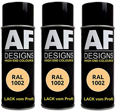 Alex Flittner Designs 3x RAL Lackspray Autolack Buntlack Spraydose RAL1002 SANDGELB matt