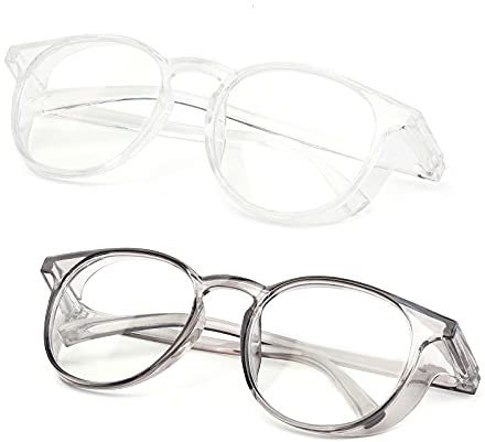 ALWAYSUV Pack de 2 gafas protectoras antivaho, elegantes y redondas, transparentes, resistentes a los arañazos con luz azul para mujeres y hombres
