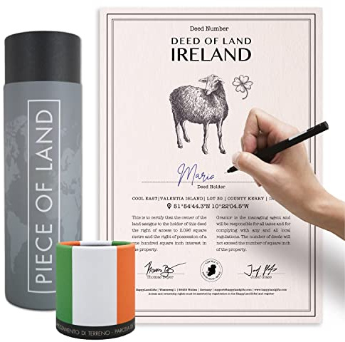 happylandgifts® Echtes Irland Grundstück als einzigartiges Geschenk | Besitzurkunde mit Wunschname zum selber eintragen | Irland Geschenke | Irische Geschenke | Deko | Geburtstag
