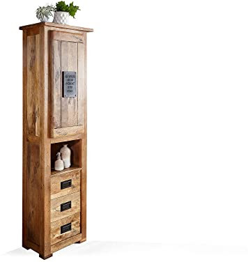 moebel-eins Bristol Standregal hoch fürs Badezimmer, Material Massivholz, Mango rustikal