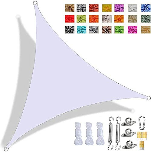 Tenda Parasole Vela Ombreggiante Triangolare, Tendalino Impermeabile Resistente Ai Raggi UV, Robusto Tessuto in Tessuto Oxford, con Kit di Fissaggio E Corda (2x2x2m,Bianca)