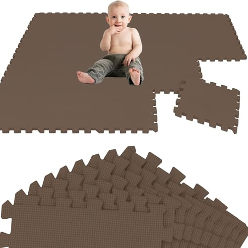 LittleTom 18 Teile Spielmatte Baby Puzzlematte ab Null - 30x30 cm Krabbelmatte Bodenmatte Kinder - Puzzle Teppich Kinderzimmer Matten - Outdoor Bodenschutzmatte Spielteppich Eva-Schaumstoff Isomatte