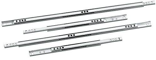 Amig Set di 2 guide scorrevoli metalliche mod.25 in acciaio zincato per cassetti di mobili, cassetti o armadi, rimozione parziale, Resistenza di carico: 15 kg/coppia, Misure: 406 x 17 mm