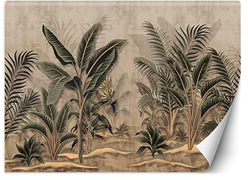 Feeby Papier Peint Intissé Palmes Exotisme Tropiques 350x245 cm vert XXL Moderne Décoration Murale Tableaux Muraux Tapisserie Salon Chambre à coucher Feuilles L'abstraction Jungle