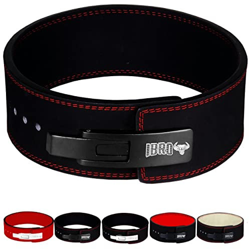 IBRO Powerlifting Lever Gym Belt ? Power 8 mm Extrem strapazierfähiger Echtledergürtel – Kniebeugen, Kreuzheben, Bodybuilding, Gewichtheben, IPF, Powerlifting, Strongman für Herren, 8 mm, Schwarz XXL