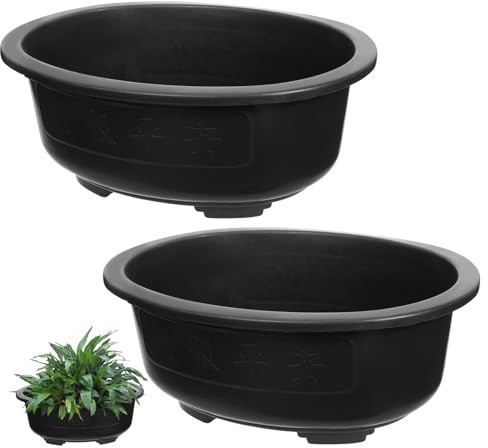Cabilock 2stücke Großer Bonsai-Topf Aus Ovaler Pflanzbehälter Für Wiederverwendbarer Blumentopf Mit Optimaler Wasserabflussfunktion Für Wohnzimmer Und Balkon