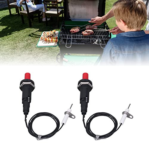 2 Encendedores Piezoeléctricos, 1 Encendedor de 2 Botones con Alambre de Aguja de Encendido de 1 Metro, Encendido por Chispa de Estufa de Parrilla de Plástico, Encendido Piezoeléctrico para Chimenea,