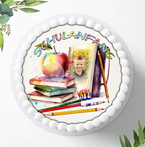 Für die Geburtstags Torte, Zuckerbild zum Schulanfang Personalisiert mit Wunschbild, Essbares Foto für Torten, Fondant, Tortenaufleger Ø 20cm, 1414z