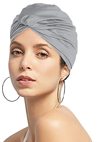 SJTJSPX Badekappe für Damen, Mädchen, Badekappe, Plissee, aus Stoff, Turban, zum Schwimmen, Retro, Badekappe, Strandmütze, für langes Haar, Schwimmkappe, Eleganz, Duschhaube, nicht wasserdicht