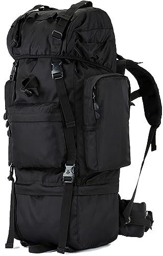 Kabxhueo Trekkingrucksack Interner Rahmen 100L Outdoor Rucksack Mit Regenschutz Groß Wanderrucksack Damen & Herren Wasserdichter Reiserucksack Rucksack für Wandern, Bergsteigen, Camping,Schwarz,100L