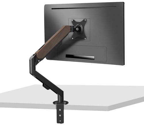 HILLPORT Holz Monitor Halterung 17-34 Zoll Bildschirme Gasdruckfeder Monitore Arme für Holztischplatten geeignet Tragfähigkeit von 2-9KG, Monitorhalterung Bildschirmhalterung VESA 75/100mm M5B-M