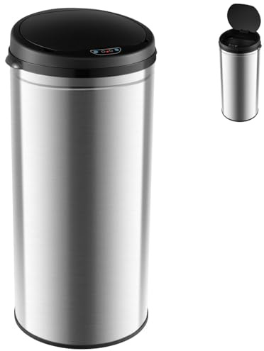 TANGZON 30L Automatic Sensor Kitchen Bin, Stainless Steel Touchless Trash Bin with Soft Closure Lid & Infrared Technology, Fingerprint-Proof Smart Trash Can Dustbin for Home Kitchen Office Bathroom