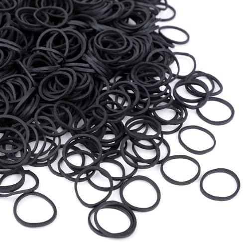 1000 Pezzi Elastici gomma Nero Ø20mm resistenti riutilizzabili elastici gomma - per soldi stazionari capelli -per scuola casa ufficio forniture industriali fai da te