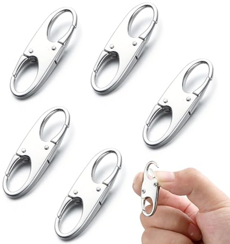 CHENNAN 5 Pièces Antivol Fermeture éclair Double Petit Mousqueton Clips Alliages Type S Clips Mousqueton Maintient la Fermeture éclair Fermée Convient pour Bagages, Sacs à Dos, Sacs à Main (Argenté)