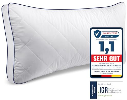Gentle North Hochwertige Kopfkissen (40x80 cm groß) in Hotelqualität - Flauschiges, gut gefülltes Schlafkissen für Allergiker geeignet (Ökotex 100 Zertifiziert) - 60° Waschbar