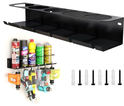 MidingChai Porta lattine, porta bombolette spray, supporto per bomboletta spray, accessorio per utensili ad aria compressa per garage officina, spazio per 5 bombolette spray e 6 aria compressa, 1