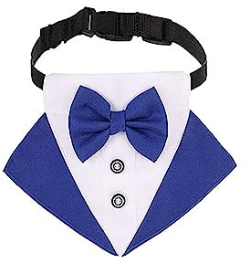 BT Bear Hunde-Smoking-Bandana, Halsband mit Fliege, verstellbar, mit Schleife, Halstuch für mittelgroße und große Hunde, Hochzeiten, Geburtstage, Partys, Blau, Größe L