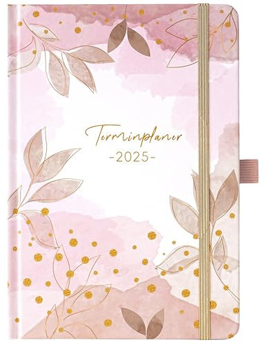 Kalender 2026 A5 - Terminkalender von Januar bis Dezember mit Innentasche und elastischem Verschluss - 21.3 x 14.7 cm - Rosa
