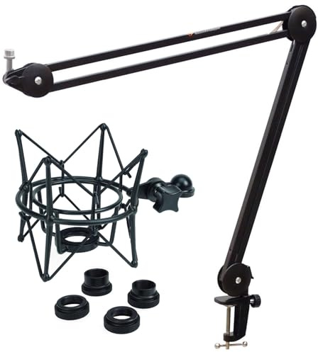 keepdrum MS138 Gelenkarm-Stativ mit MS090B Multi-Mikrofon-Spinne Schwarz