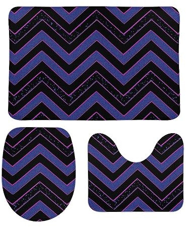 U-Förmiger Teppich Schwarz Grau Lila Muster Badezimmer Vorleger 3-Teiliges rutschfeste Wc Vorleger Set 3 Teilig Weiches Badvorleger Toilettensitz Dreiteiliges Für Schlafzimmer Badewanne Dusche