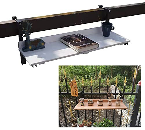 Balkon-Stehtisch für Geländer, Klappbarer Hängetisch, Beistelltisch für Balkongeländer, Beistelltisch für draußen, Arbeitsplattenverlängerung zum Herunterklappen, Tragbarer Terrassentisch fü