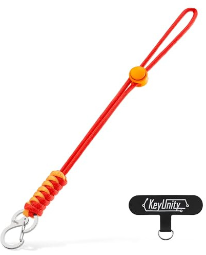 KeyUnity KC01 Braided Paracord Carabiner with Cord Lock, Keychain Phone Camera Bag Wrist Hand Strap for Daily & Outdoor