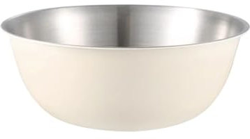 Ensaladera de acero inoxidable de gran capacidad, de metal japonés, para frutas, ramen, fideos, con escala, utensilios de cocina (1800 ml, beige)