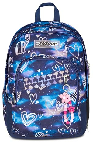 Seven Sac à Dos d'école Dual Detach, Violet Fuchsia, Double Compartiment de 32 litres de capacité avec Poche PC, Poche Gourde, Poche avec Organisateur et Compartiment Amovible, école Moyenne