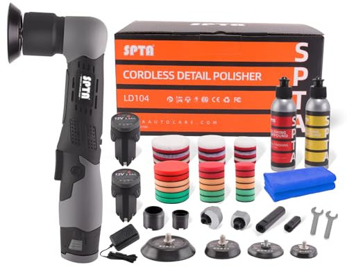 SPTA Mini lucidatrice per auto a batteria, 12 V, antigraffio, killer, lucidatrice a batteria RO/DA con tampone lucidante per lucidare, levigare e pulire