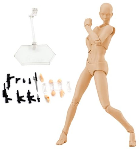 HoveeLuty Actionfigur-Gesten, bewegliche Figur, leichte Zeichenpuppe mit Ständer und Zubehör, Zeichenfigurenmodell für Künstler, Skizzieren, Malen, weibliche Zeichenpuppe, Zeichenfigur