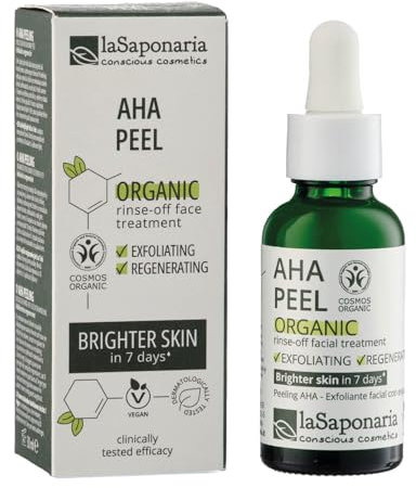 La Saponaria | Peeling Facial AHA Orgánico – Exfoliante Químico Suave con Ácidos de Frutas – Ilumina, Regenera, Alisa y Mejora la Textura de la Piel, 30 ml