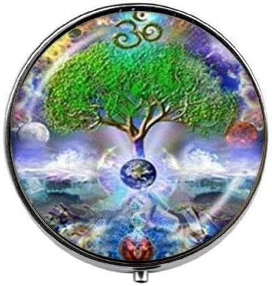 Om Arbre de vie – Mandala Namaste Art Photo Pilulier – Boîte à Pilules Charm – Boîte à bonbons en verre