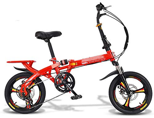 Faltrad Fahrrad Klapprad, 16 Zoll 7-Gang Tiefeinsteiger Stahlrahmen Faltbares Kompaktfahrrad Mit Gepäckträger Komfortsattel Und Schutzblechen Für Erwachsene,Black-C