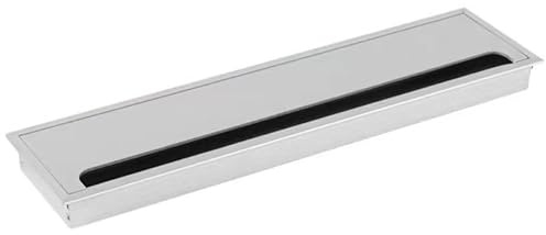 Pasacables cuadrado de aluminio for escritorio, cubierta plateada for mesa de oficina, herraje rectangular duradero for gestión de cables.(100x400mm)