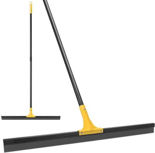 Floor Squeegee for Concrete, 30'' Large Rubber Broom for Tile, 59'' Long Handle Heavy Duty Water Wiper for Garage, Deck