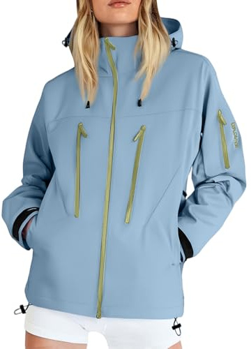 Generico Giacca Donna Autunno Softshell Raincoat Jacket a Vento con Cappuccio Giacca 3 in 1 Donna Verde Imbottita Cappuccio Spolverino Autunno Montagna Parka Impermeabile da Lavoro XL
