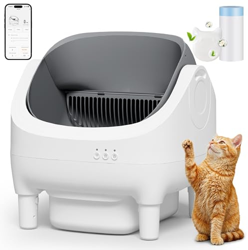 Devoko Automatic Cat Litter Box,Smart Self-Cleaning Tray with Health Monitoring & App Control,Extra Large Enclosed Self Cleaning Cat Litter Tray with Odour Elimination,Anti-Pinch Safety for Indoor pet