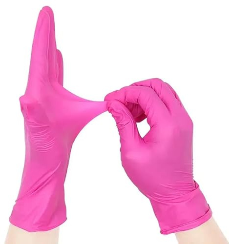 PBHOVIITG Guantes de nitrilo desechables rosas, 20/50/100 unidades, for limpieza del hogar, cocina, salón belleza, cuidado mascotas, tinte for el cabello(Rose Red 20PCS,S)