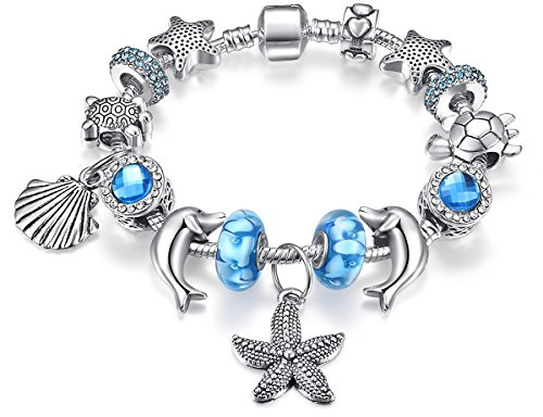 Presentski Armband Mädchen, Armband Starfish Anhänger Charm Armband mit blauem Ozean Stern.EIN Mädchen oder Damen