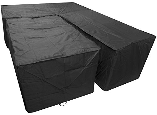 Woodside Black L Shape Outdoor Dining Patio Set Cover Large Right Side Long