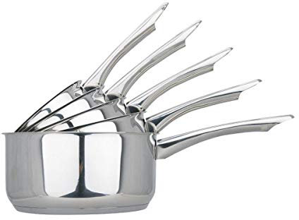 KAMBERG Set 5 Casseruola 12, 14, 16, 18, 20 cm, Acciaio Inox, Manico anti Calor, Tutti Fornelli y induzione